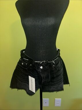 Calvin Klein Black Washed Denim Shorts 31